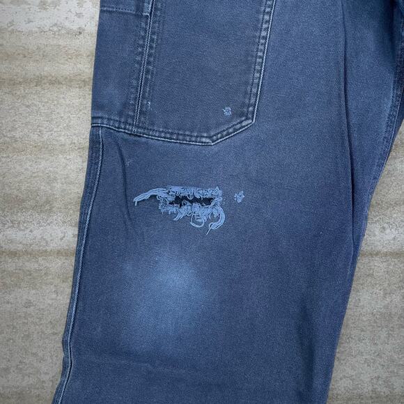 Vintage Y2K Duluth Trading Cargo Pants 36x30 Baggy Fit Navy Blue Canvas - Picture 5 of 5